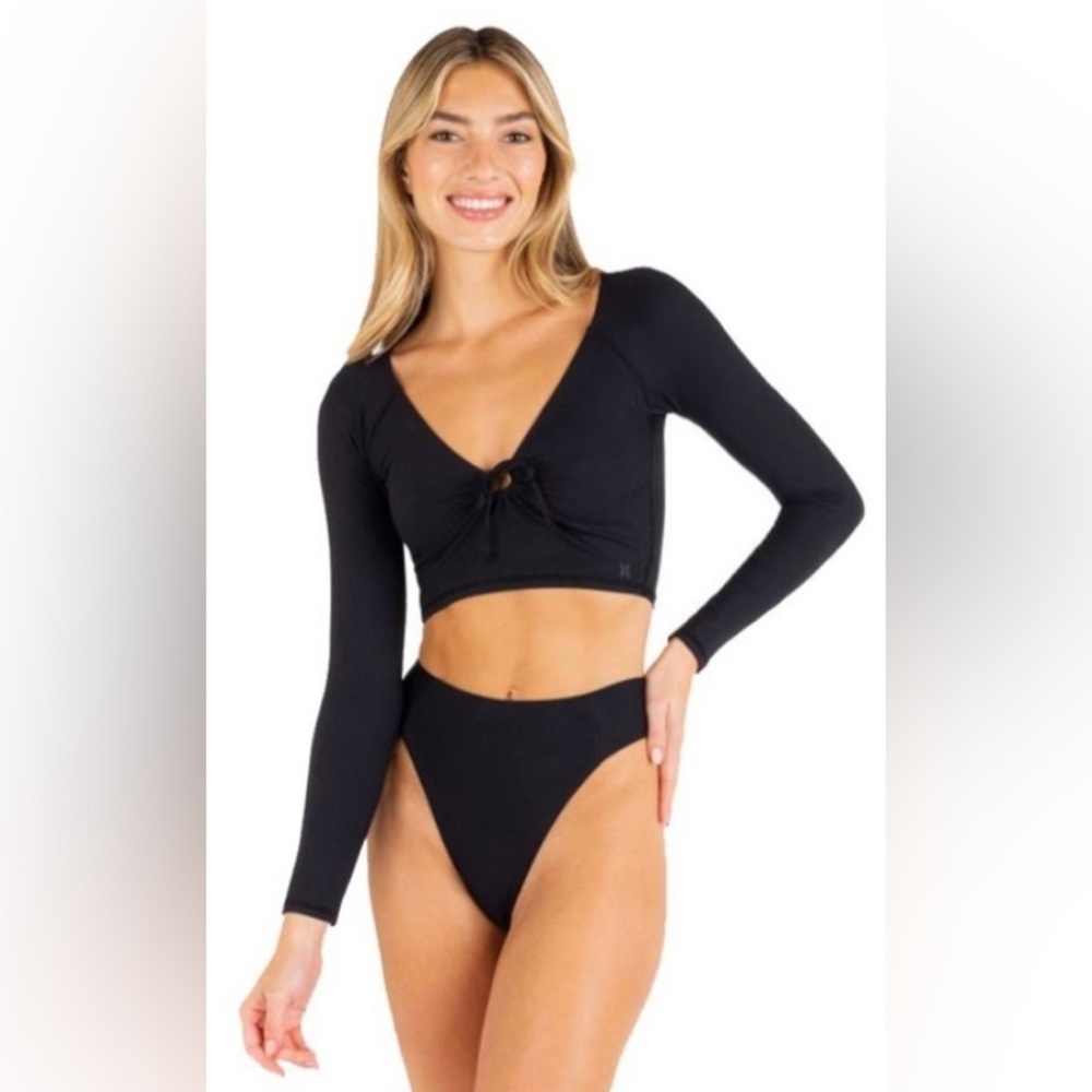 Hurley Baby Rib LS Crop Top and Moderate High Waisted Bottoms SET Size Large